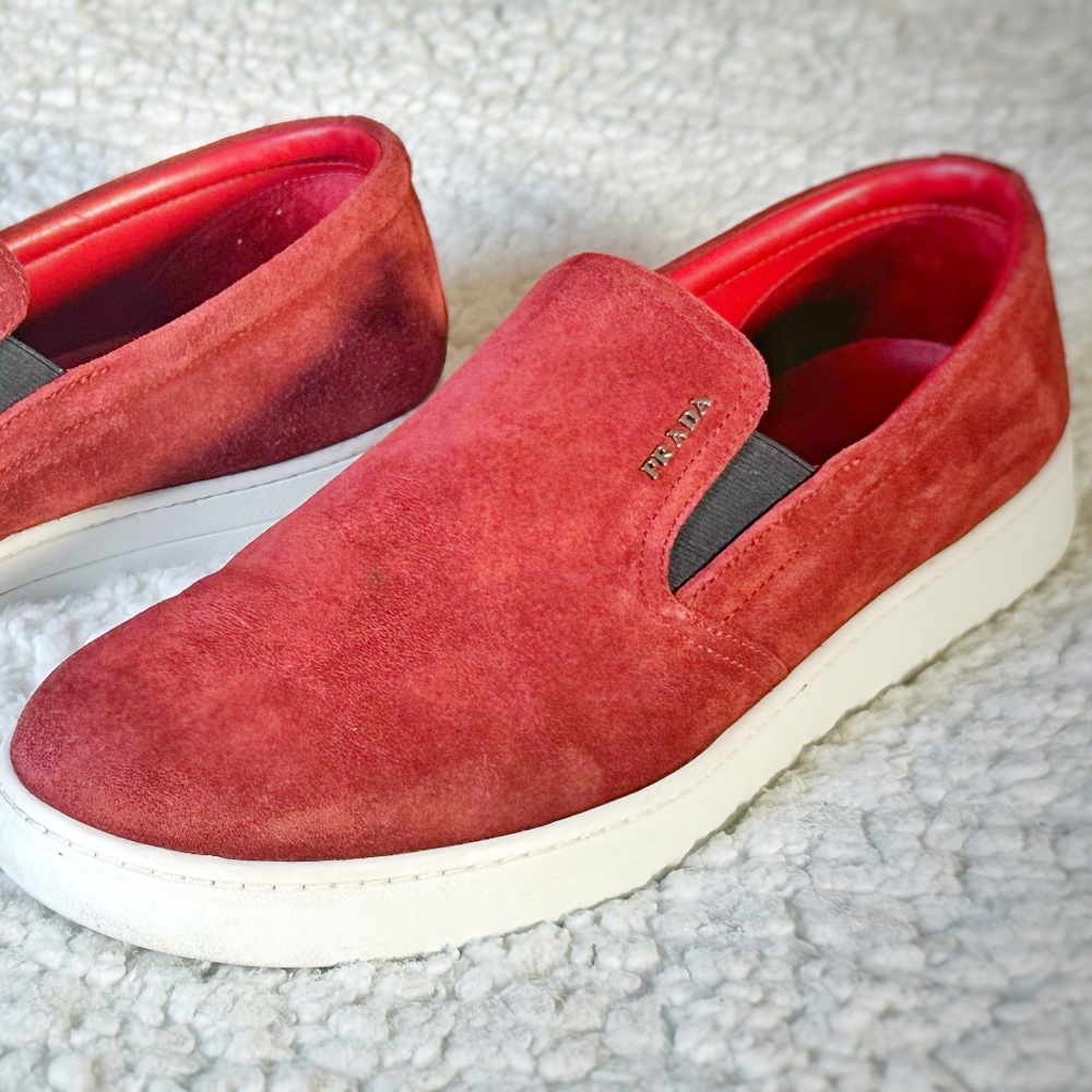 Prada Men’s Size 10 Red Suede Loafers